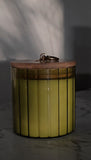 Green Ribbed Candle